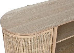 Comoda TV natur , din lemn de cauciuc si rattan „Rustic Elegance”
