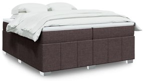 vidaXL Pat box spring cu saltea, maro închis, 200x200 cm, textil