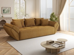 Canapea extensibilă dumonde cu ladă de depozitare si sezut confortabil din spuma high-density, Berlin Zoom Mustar 250x100 cm