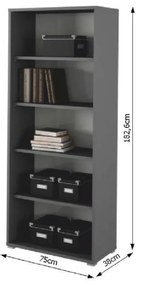 Dulap biblioraft, grafit, RIOMA NEW TYP 03