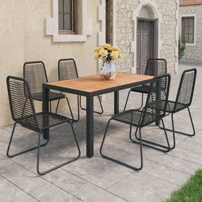 3060127 vidaXL Set mobilier de grădină, 7 piese, negru și maro, ratan PVC