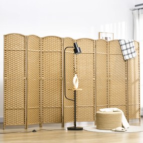 HOMCOM Separator de camere 8 părți pliabil, Divizor de spații, Divizor pentru sufragerie, Dormitor, Birou de acasă, Lemn natural | Aosom Romania