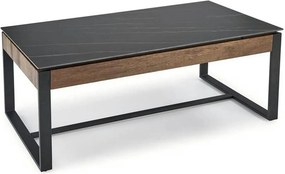 Masuta cafea RAMONA, negru cu efect de marmura/nuc, 121x61x45 cm