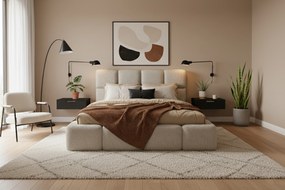 Pat tapițat Cloud 180x200 cu spațiu depozitare - bouclé bej deschis Quelle 02