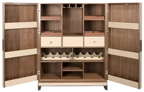 Bufet, Bar design LUX furnir de nuc si piele High sideboard