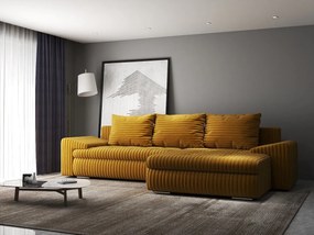 Colțar extensibil dumonde cu ladă de depozitare si sezut confortabil din spuma high-density, Leonardo Ambience Mustar 260x185 cm II