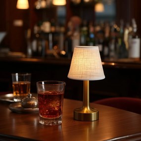 Set de 2 lămpi de masă aurii cu bej RGBW reîncărcabile - Elise