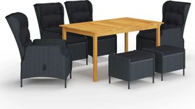 vidaXL Set de masă pentru grădină, 7 piese, gri închis