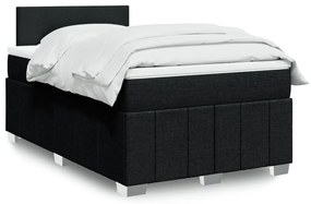 vidaXL Pat box spring cu saltea, negru, 120x190 cm, catifea