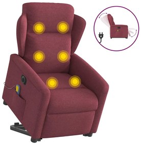vidaXL Fotoliu de masaj electric rabatabil cu ridicare roșu vin textil