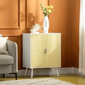 Bufet Modern HOMCOM pentru Sufragerie, Dulap Multifuncțional din Lemn cu 2 Uși și Etajeră Reglabilă, Design Elegant, 60x40x80cm | Aosom Romania