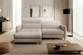 Colțar bej extensibil/cu spațiu de depozitare cu tapițerie din chenille (cu colț pe partea stângă/cu șezlong) Gomsi – ELTAP