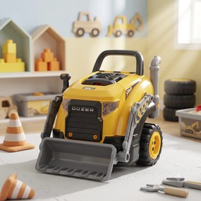 AIYAPLAY Atelier Excavator Jucărie pentru Copii cu Motor, 68 Accesorii, Efect Abur și Sunete, 46x41x47 cm, Galben | Aosom Romania