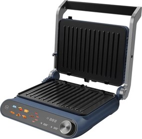 Grătar electric Nostro Lux NL51442P, 2200 W, ecran tactil, plăci mobile antiaderente, deschidere la 180°, albastru