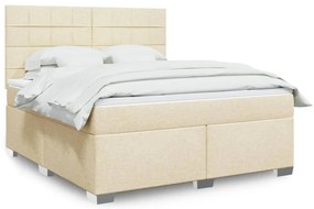vidaXL Pat continental cu saltea, crem, 180x200 cm, textil
