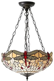 Endon 70759 - Lustră Tiffany DRAGONFLY pe lanț, 3 x E27, 60W, 230V, Ø 41 cm