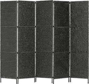 vidaXL Paravan cameră cu 5 panouri, negru, 193x160 cm, zambilă de apă