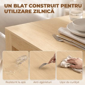 HOMCOM Masă de Dining Compactă pentru Bucătărie Economisește Spațiu, 240 x 90 x 78 cm, Lemn Deschis | Aosom Romania