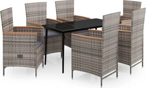 vidaXL Set mobilier pentru grădină cu perne, 7 piese, gri