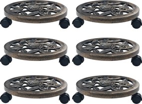 vidaXL Suporturi de plante cu role, 6 buc., bronz, 30 cm, plastic