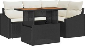 vidaXL Set de canapele pentru grădină 5 pcs Negru Rattan poli