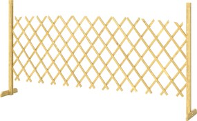 Outsunny Barieră extensibilă din lemn de brad 180 cm, bază stabilă, pentru interior exterior balcon grădină, 180x30x90cm, natural | Aosom Romania