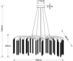 Globo 64137-9 - Lustră suspendată pe cablu LAVERNE 9xG9/8W/230V