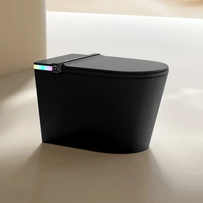 Set vas WC pe pardoseala Relax Regal negru mat cu functie bideu electric si capac softclose