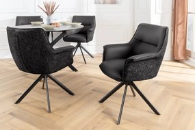 Set 2 scaune Pivotante, Piele Naturala LE GRAND negru