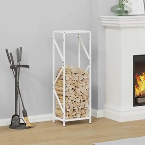 vidaXL Suport pentru lemne de foc alb 34x25x100cm Oțel laminat la rece