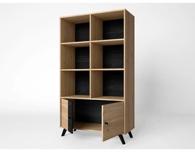 Bibliotecă neagră cu aspect de stejar 92x160 cm Natura - Marckeric