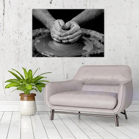 Tablou alb negru - producția de ceramică (90x60 cm)
