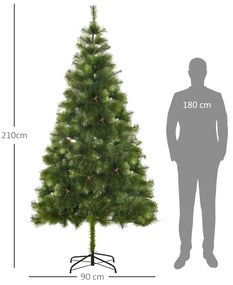 HomCom Albero di Natale Artificiale Foltissimo 210cm con 505 Rami Verdi