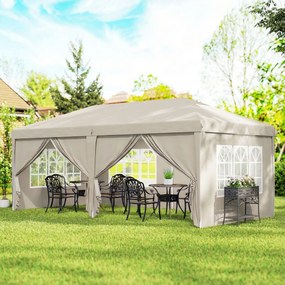 Outsunny Tonelă de grădină exterioară 6x3 m tonelă pliabilă cu panouri anti-UV înălțime reglabilă cu sac de transport bej | Aosom Romania