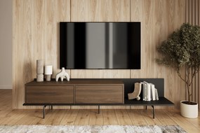 Comodă TV Zenar 200 cm cu picioare metalice - nuc elegant / negru