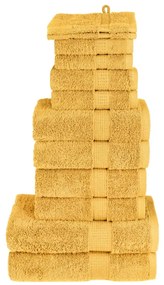 vidaXL Set de prosoape premium SOLUND, 12 piese, auriu, 600 g/m²