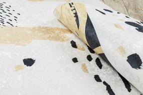 ANDRE 1097 covor lavabil Abstracțiune anti-alunecare - alb / galben