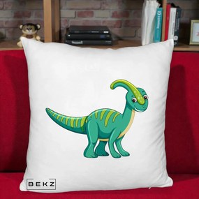 Perna Decorativa Parasaur Verde, 40x40 cm, Alb Pufos, Husa Detasabila, Perna Inclusa, BEKZ®