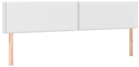 Pat box spring cu saltea, alb, 160x200 cm, piele ecologica Alb, 160 x 200 cm, Culoare unica si cuie de tapiterie