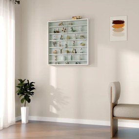 HOMCOM Vitrină de perete din lemn cu polițe reglabile și 2 uși glisante din sticlă 80x9,5x83 cm Alb | Aosom Romania