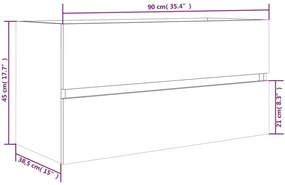 Dulap chiuveta, stejar fumuriu, 90x38,5x45 cm, lemn prelucrat Stejar afumat, Dulap pentru chiuveta, 1