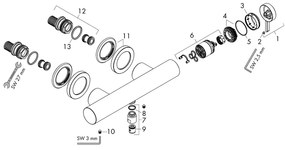 Baterie de dus, Hansgrohe, Finoris, negru mat