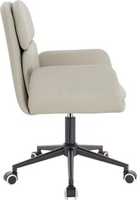 HR480K Scaun Ecru Piele Ecologica Premium Soft cu Bază Neagră