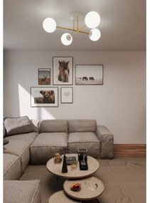 Lustră pe tijă MAGNUM 4xE14/10W/230V alb/auriu