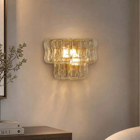 Aplica de perete metal auriu, sticla Bowlight 2Lt