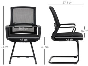 HOMCOM Scaun de birou din plasă fără roți, bază tip sanie, pentru sală de conferință, așteptare, recepție, negru | Aosom Romania