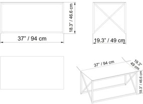 Măsuță de cafea ILIOMAR 46,6x94 cm auriu/negru
