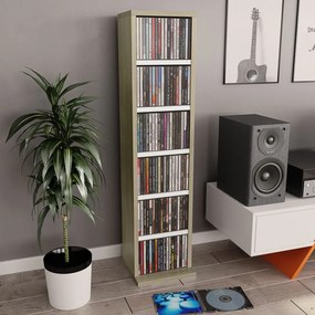 vidaXL Dulap cd-uri, alb și stejar sonoma, 21x20x88 cm, pal