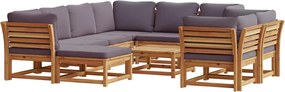 vidaXL Set mobilier grădină cu perne, 10 piese, lemn masiv acacia