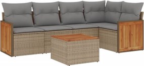 vidaXL Set canapele de grădină cu perne, 6 piese, bej, poliratan